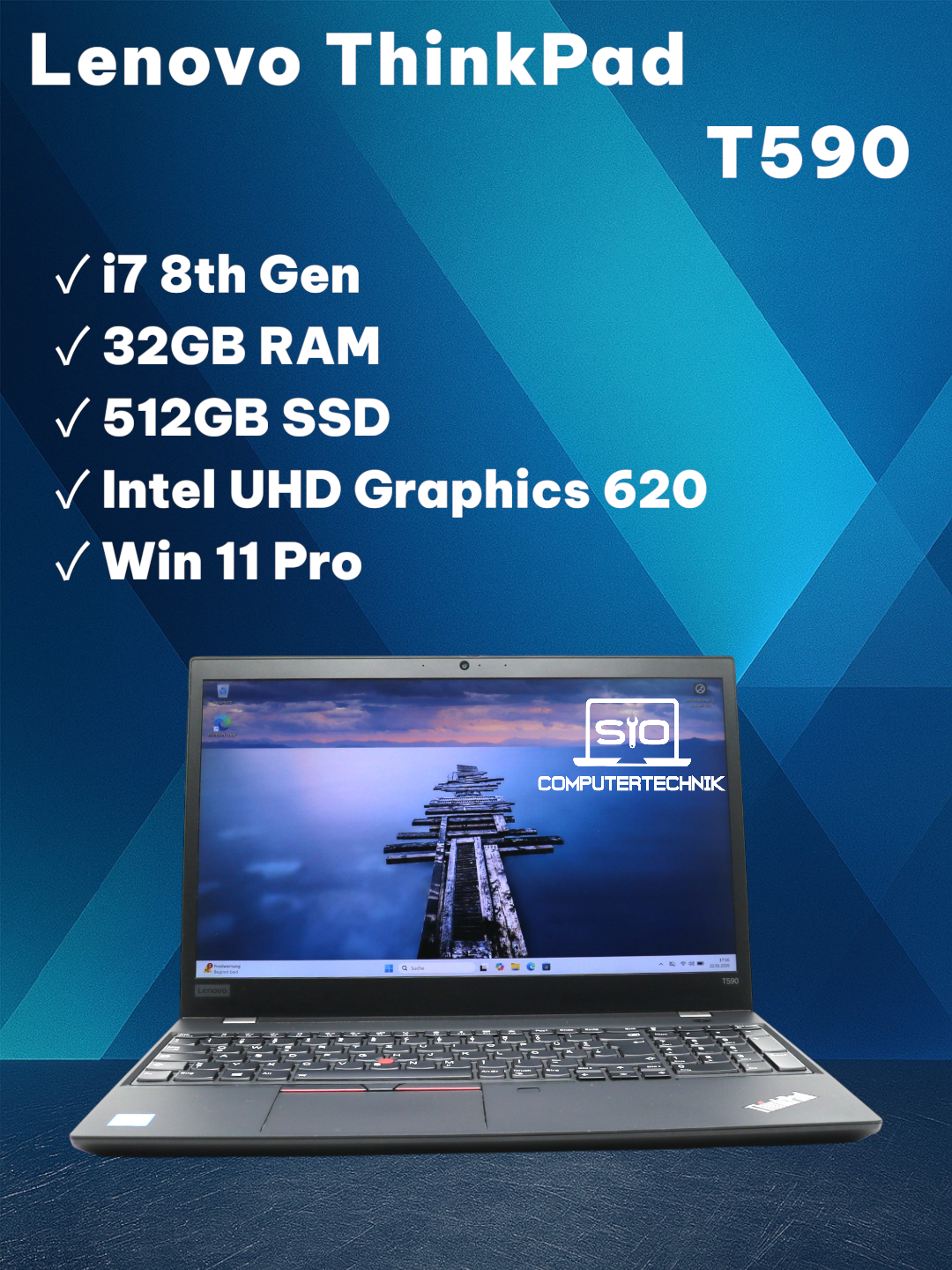 Lenovo ThinkPad T590 i7-8565U 32GB RAM 512GB SSD 15,6" FullHD Win11 Pro
