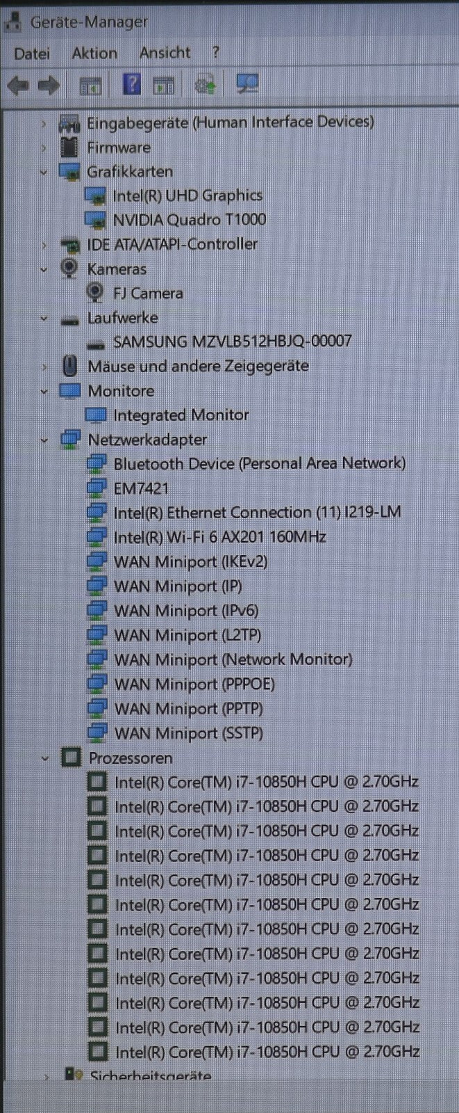 Fujitsu Celsius H7510 CAD i7-10850H 6Kerne 32GB RAM 512GB SSD T1000 Win11 GUT