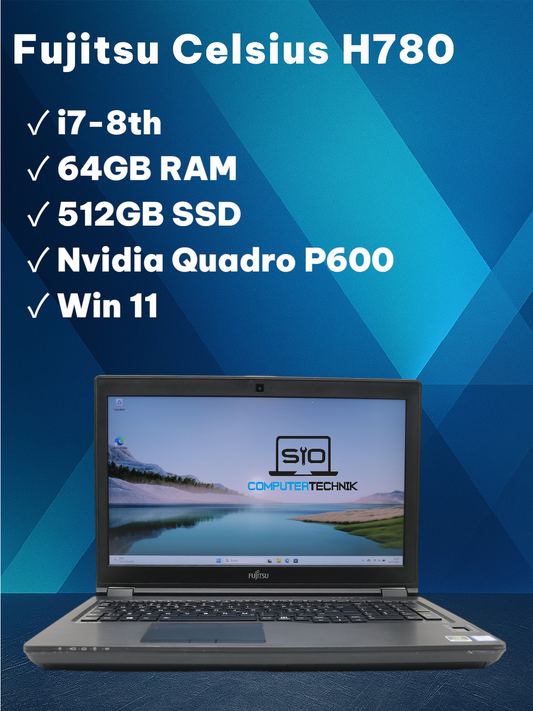 Fujitsu Celsius H780 i7-8750H 64GB RAM 512 SSD NVMe P600 15,6 Zoll A-Ware Win11