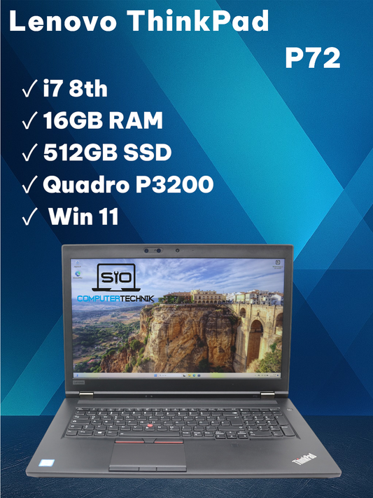 Lenovo ThinkPad P72 i7-8850H 16GB RAM 512GB SSD 17,3" FHD NVIDIA P3200