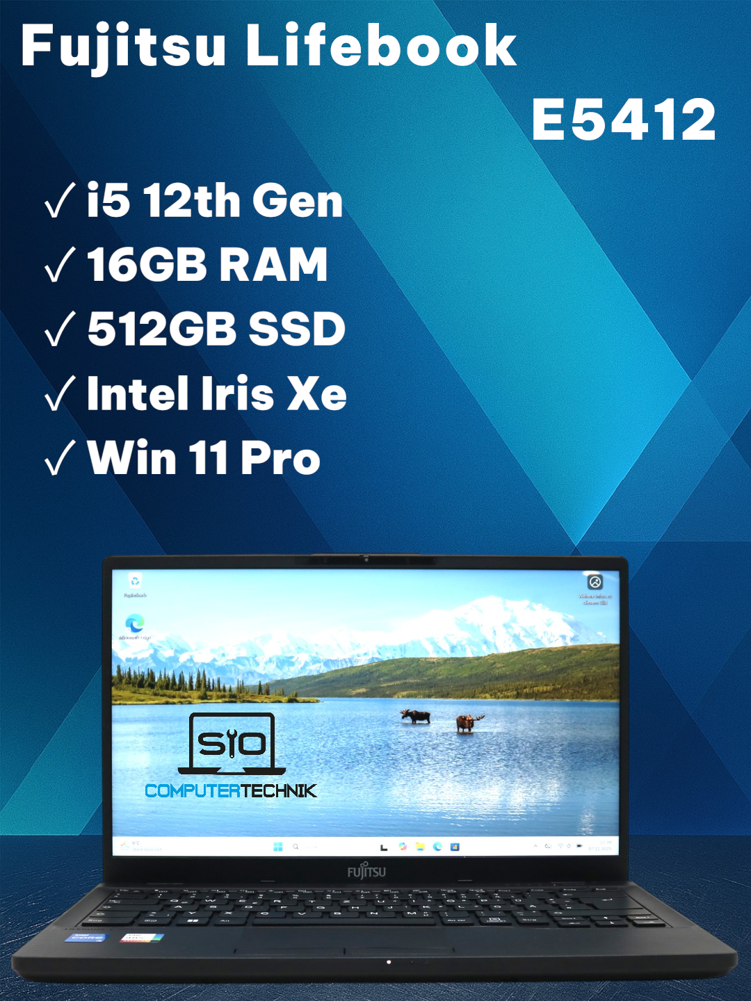 Fujitsu Lifebook E5412  i5-1235U 16 GB RAM 512 GB SSD NVMe 14″ Full HD Win11 #F1
