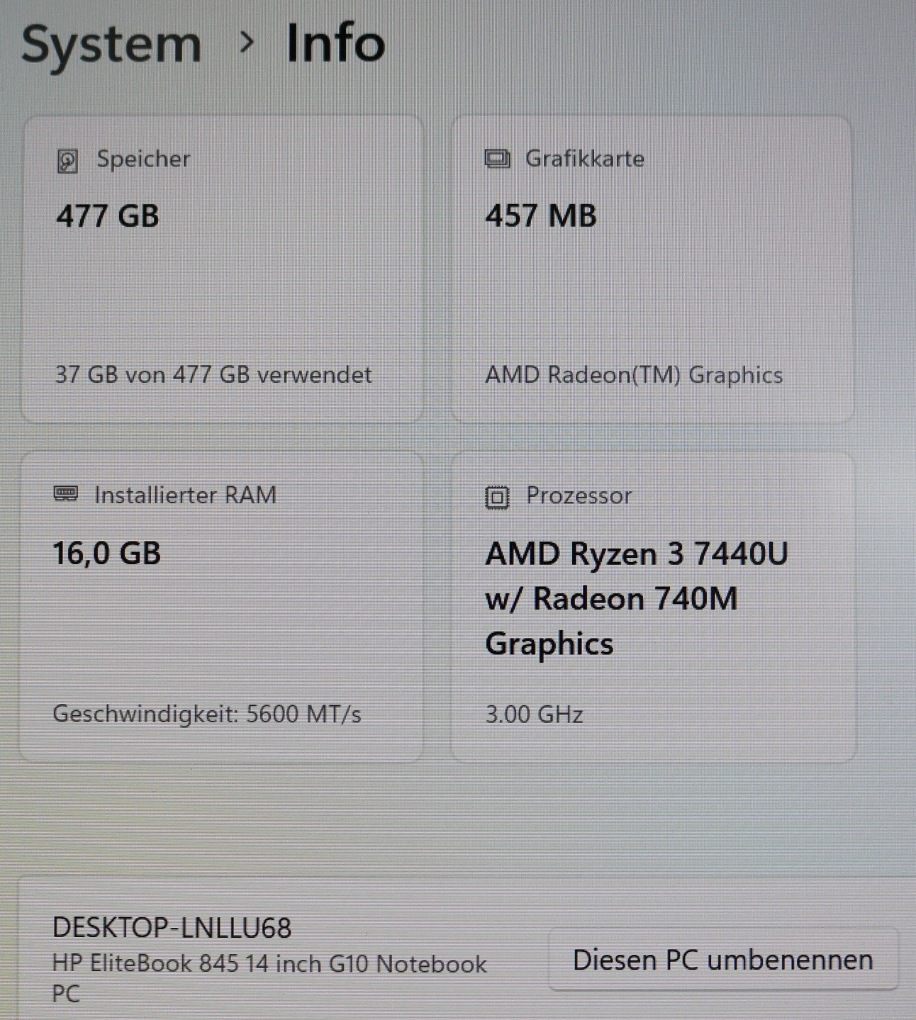 HP Elitebook 845 G10 AMD Ryzen 3 7740U 16GB RAM 512GBSSD 14 FHD Win11 #2