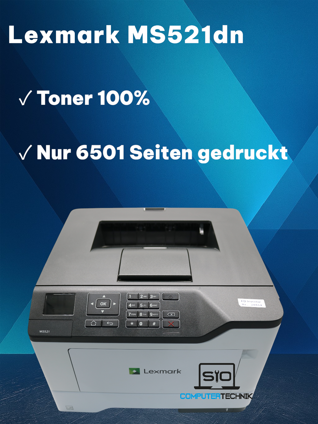 Lexmark MS521dn - Laserdrucker LAN USB Duplex - nur 6501 Druckseiten