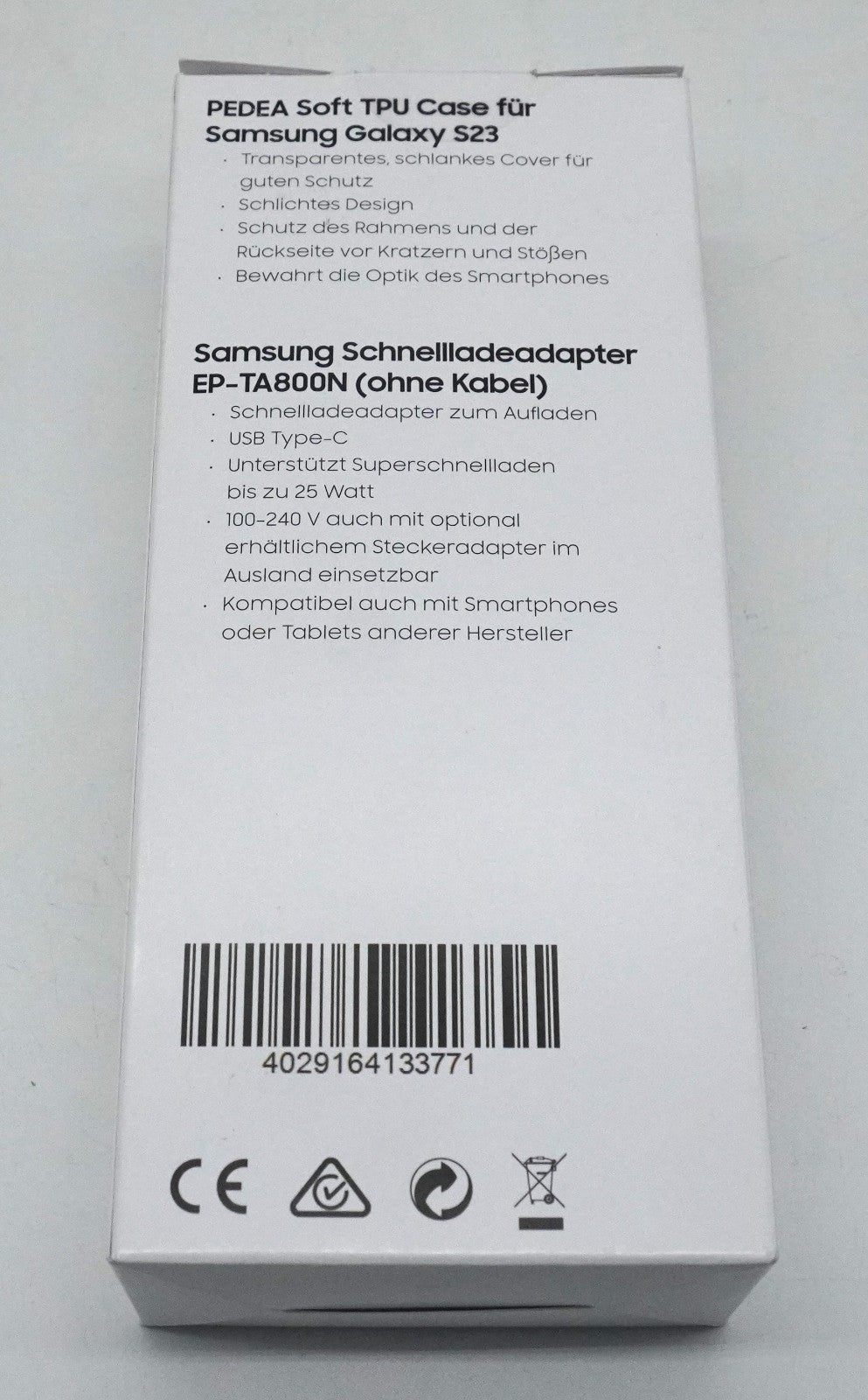 📱 Samsung Galaxy S23 Starter Set – 25W Schnellladeadapter + TPU Case Original