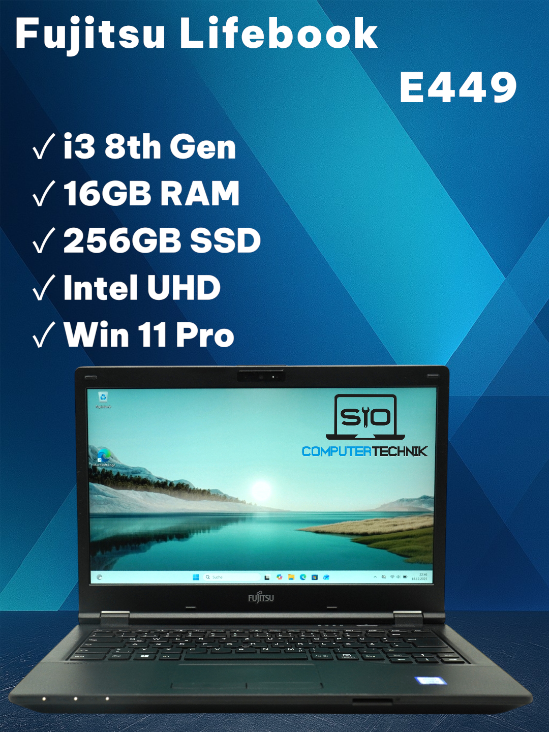 Fujitsu LifeBook E449  Intel Core i3-8130U 16 GB RAM 256 GB SSD 14″ Full HD