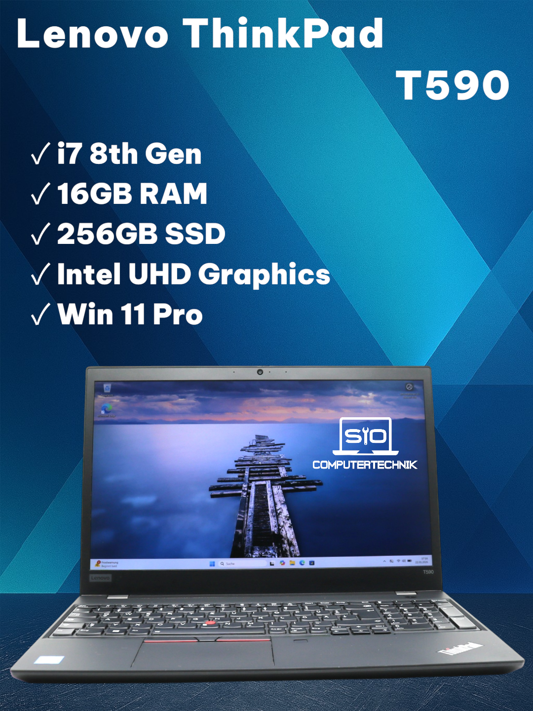 Lenovo ThinkPad T590 i7-8565U 16GB RAM 256GB SSD 15,6" FullHD Win11 Pro #WP1