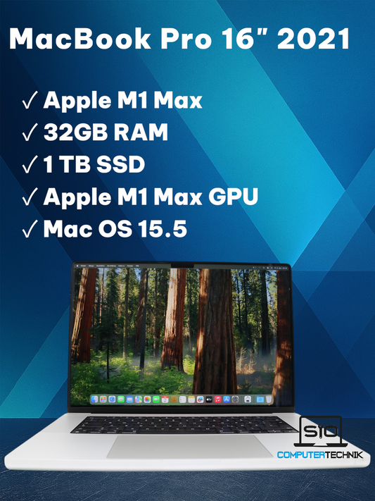 Apple MacBook Pro 2021 16 Zoll M1 Max 32GB 1TB SSD Liquid Retina XDR Silber