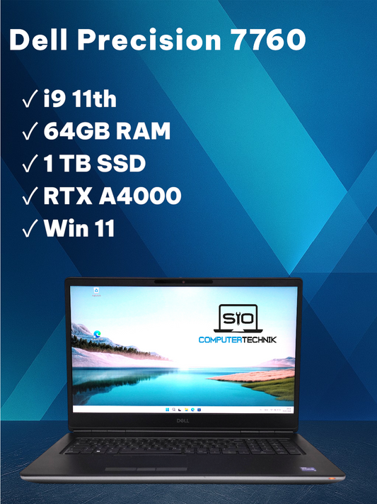 Dell Precision 7760 Intel Core i9-11950H 64GB RAM 1TB SSD NVIDIA RTX A4000 Win11
