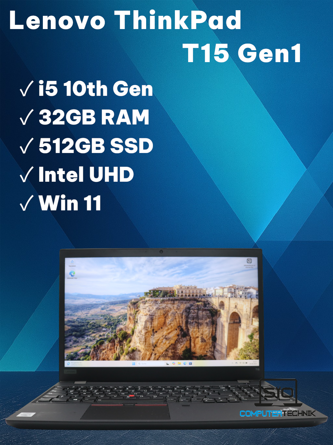 Lenovo ThinkPad T15 Gen1 i5-10210U 32GB RAM 512GB SSD 15,6" Full HD  Win11
