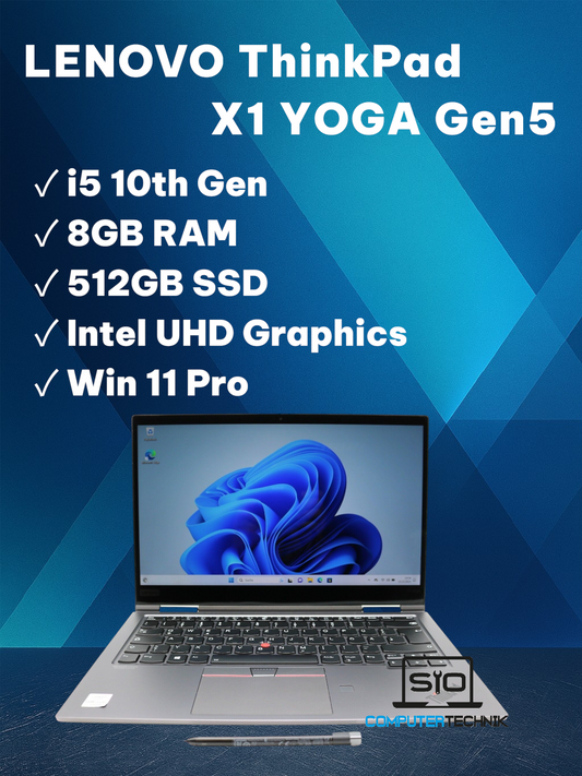 Lenovo Thinkpad X1 Yoga Gen5 i5-10th Gen 8GB RAM 512GB SSD FHD Neues Display