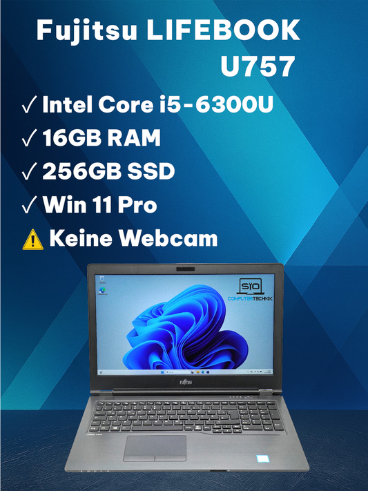 Fujitsu LIFEBOOK U757 i5-6300U 16GB RAM 256GB SSD NVMe 15,6 FullHD Intel HD 520