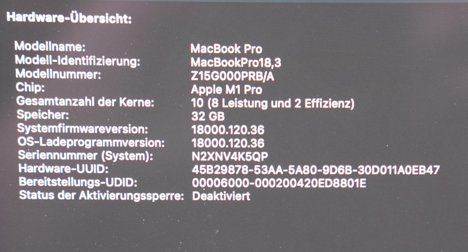 Apple MacBook Pro 14" 2021 M1 Pro 32GB RAM 512GB SSD Liquid Retina XDR OS Tahoe
