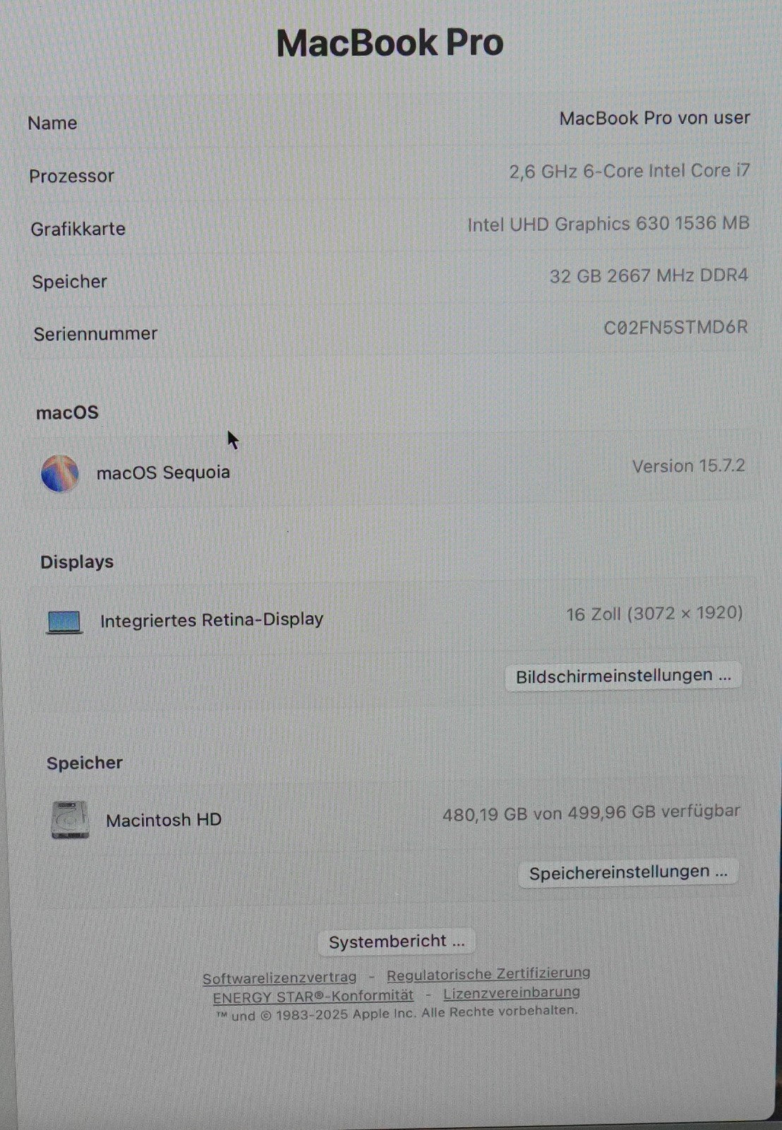 MacBook Pro 2019 16" i7-9th Gen 32GB RAM 512GB SSD AMD Radeon 5300  #254