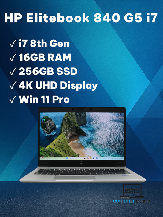 HP Elitebook 840 G5 i7-8550U 16GB RAM 256GB SSD 14" 4K Display Win11 Pro
