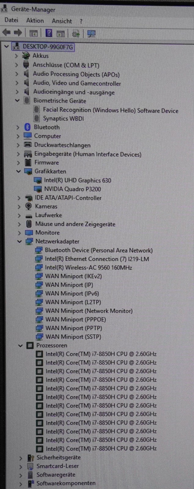 Lenovo ThinkPad P72 17,3" Workstation i7-8850H 32GB RAM 512GB SSD NVIDIA P3200