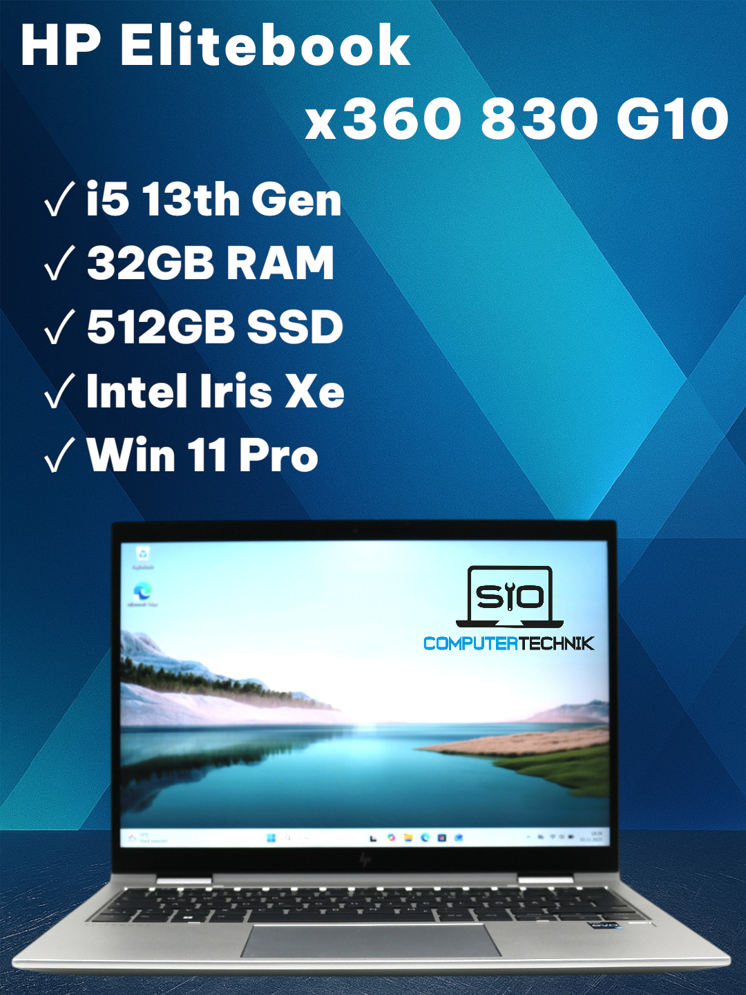 HP Elite X360 830 G10 2in1 i5-1335u 32GB RAM 512GB SSD 13,3'' FullHD Touch #H2