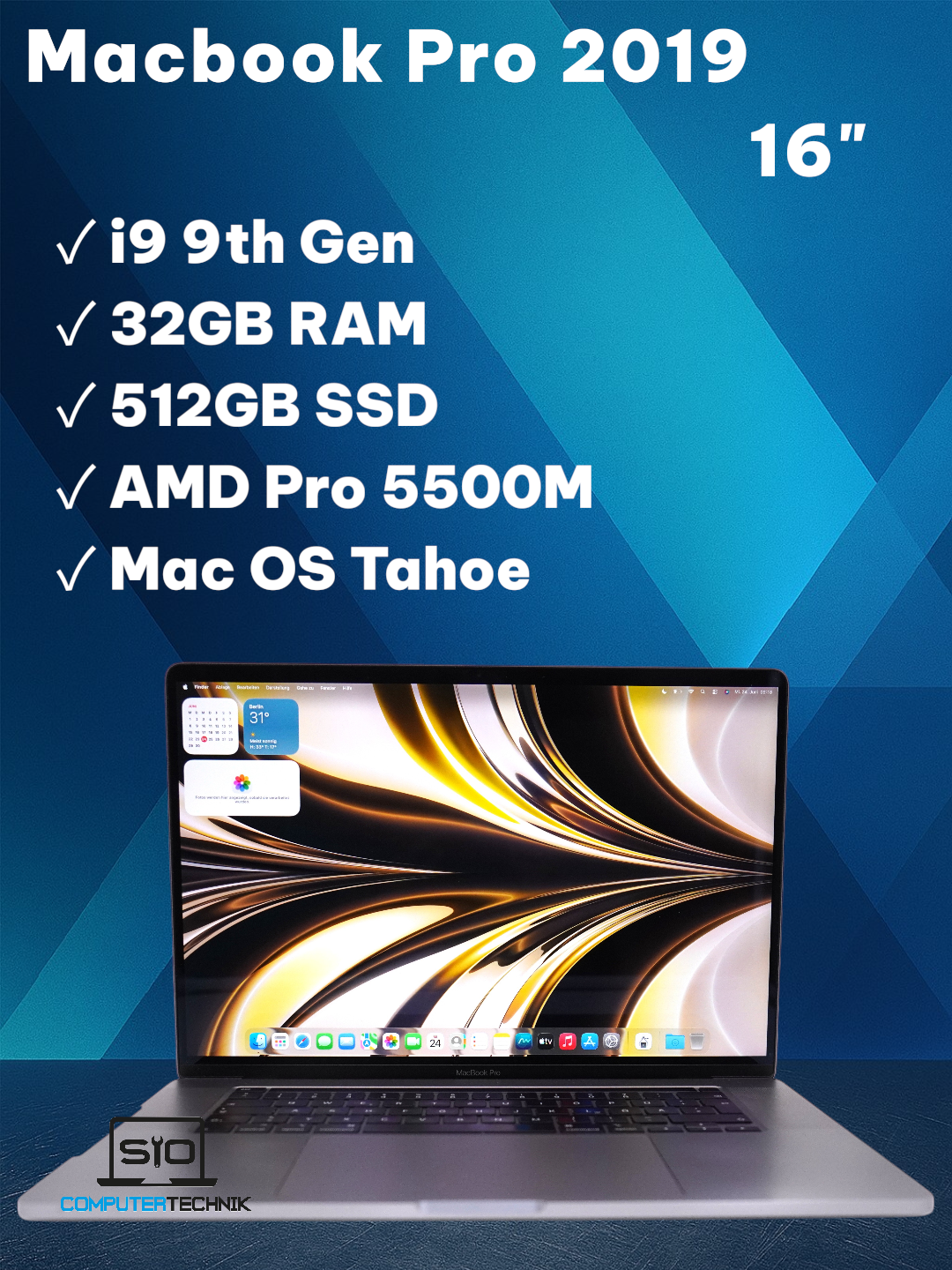 MacBook Pro 2019 16" i9-9th Gen 32GB RAM 512GB SSD AMD Radeon 5500M QWERTY #1200