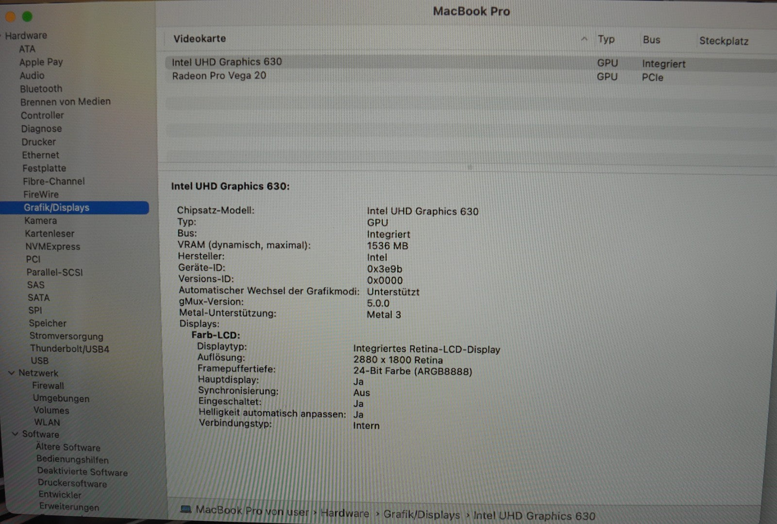 Apple MacBook Pro 15" (2018) – i7 32GB RAM 1TB SSD Radeon Pro Vega 20