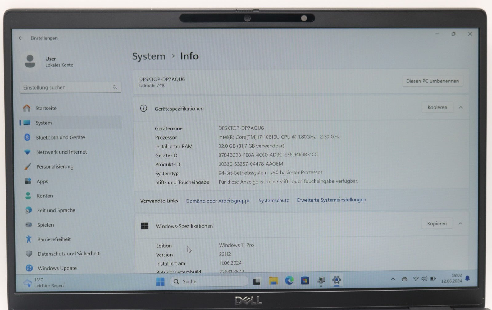 Dell Latitude 7410 i7-10610u Quad Core 32GB RAM 512GB SSD 14" FHD hervorragend