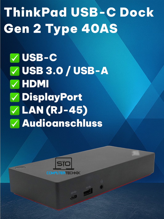 Lenovo ThinkPad USB-C Dock Gen2 40AS Dockingstation mit Netzteil 90W+USB-C Kabel
