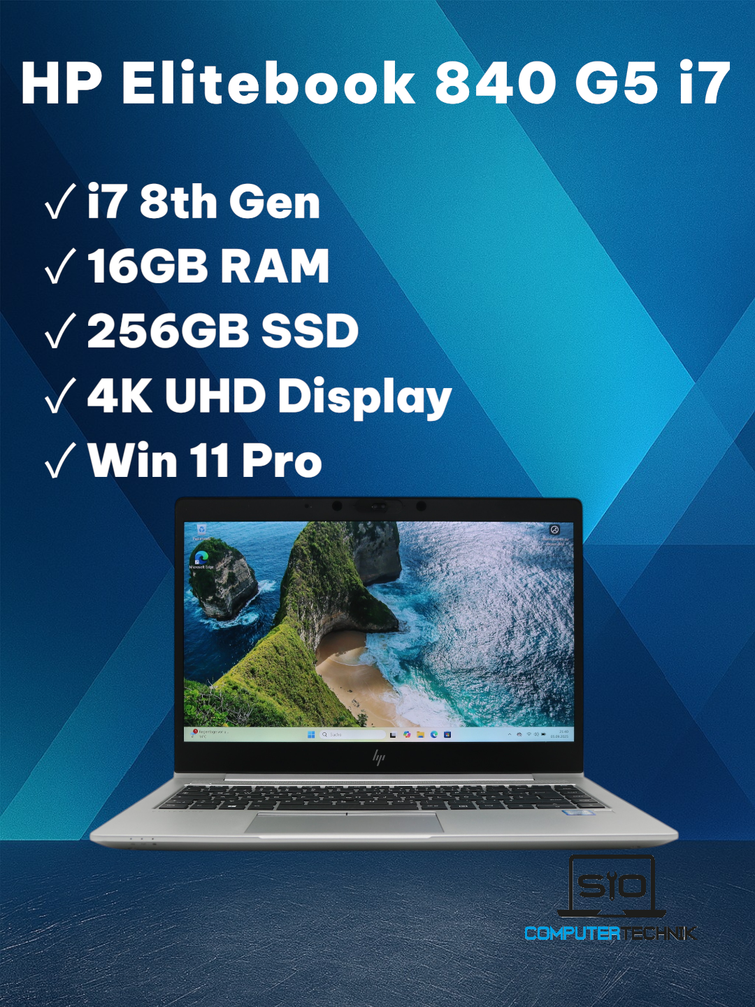 HP Elitebook 840 G5 i7-8550U 16GB RAM 256GB SSD 14" 4K Display Win11 Pro #2