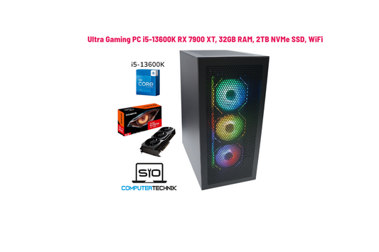 Ultra Gaming PC i5-13600K AMD RX 7900 XT 20GB 32GB RAM 2TB NVMe SSD(neu) WiFi