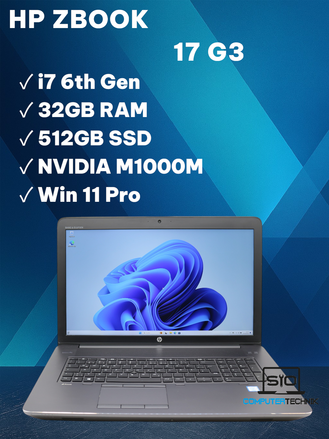 HP Zbook 17 G3 i7-6700HQ 32GB RAM 512GB SSD NVIDIA Quadro M1000M 17" FullHD