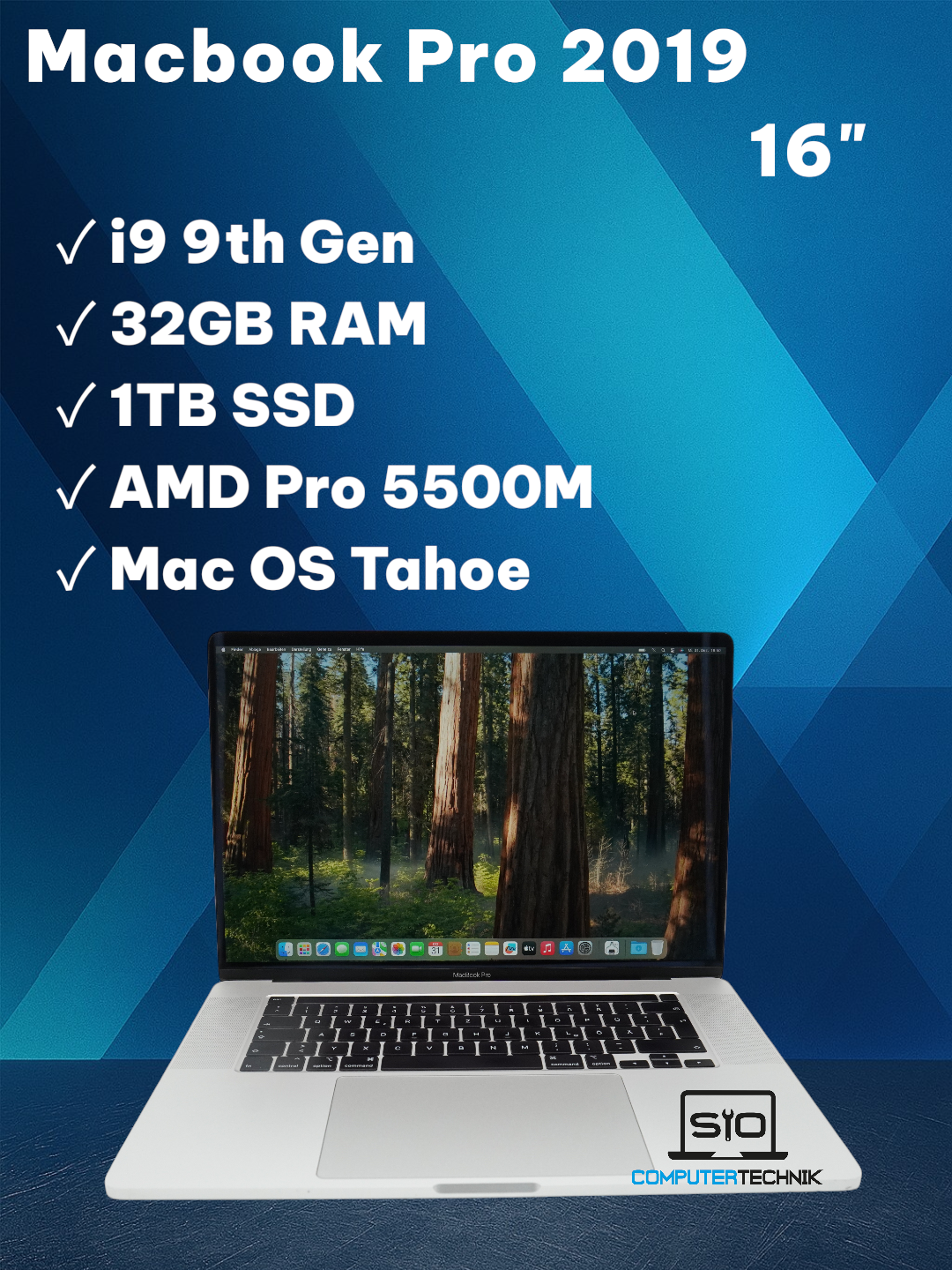MacBook Pro 2019 16" i9-9th Gen 32GB RAM 1TB SSD AMD Radeon 5500M GPU QWERTZ #A1