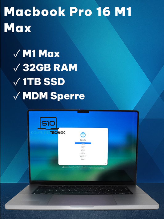 Apple MacBook Pro 16" M1 Max 32GB RAM 1TB SSD QWERTY MDM Sperre #85