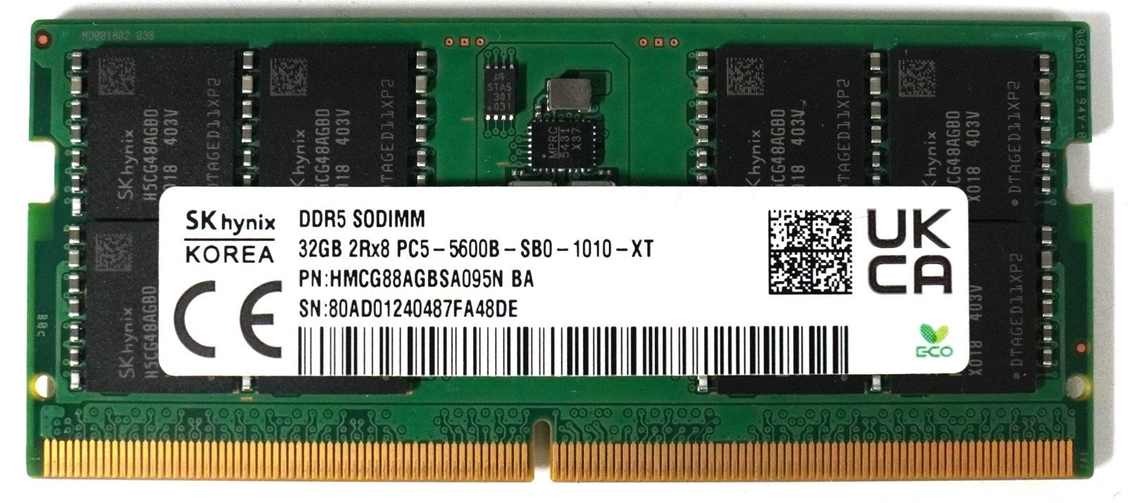 SK hynix 32GB DDR5 5600MHz SO-DIMM Laptop RAM (2Rx8) PC5-5600B-SB0-1010-XT