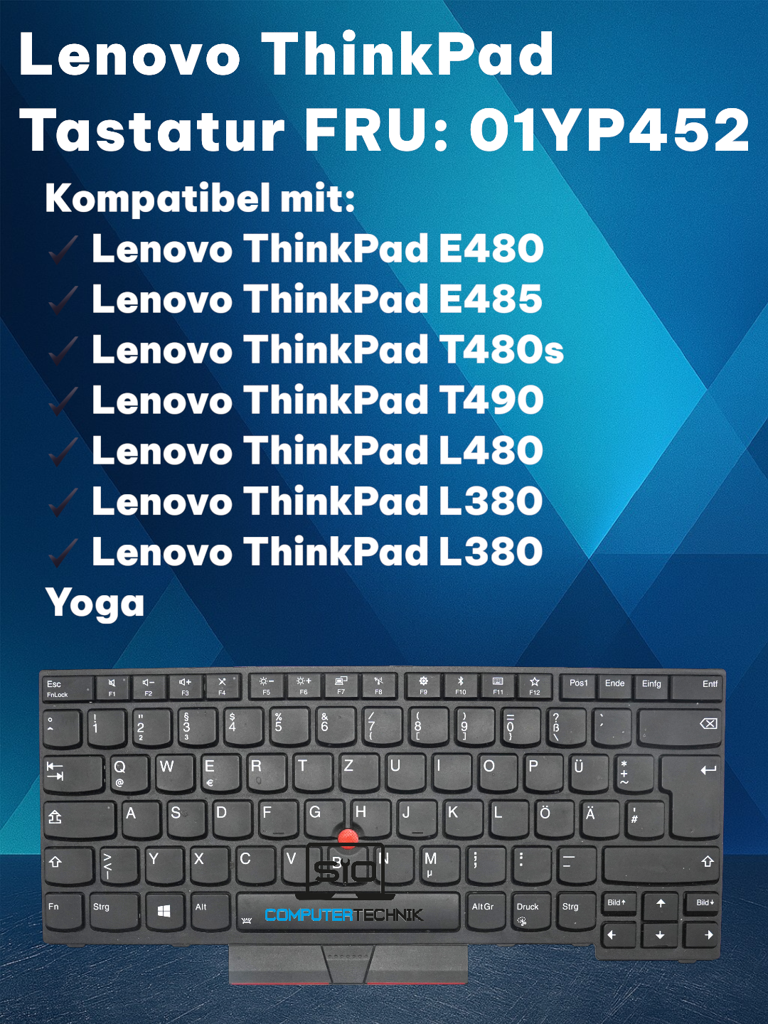 Original Lenovo ThinkPad Tastatur für T490, T14, L380 – FRU 01YP452 Backlight