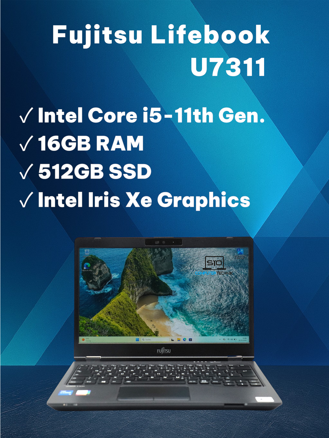 Fujitsu Lifebook U7311 i5-1135G7 16GB RAM 512GB SSD Intel Iris Xe Win11