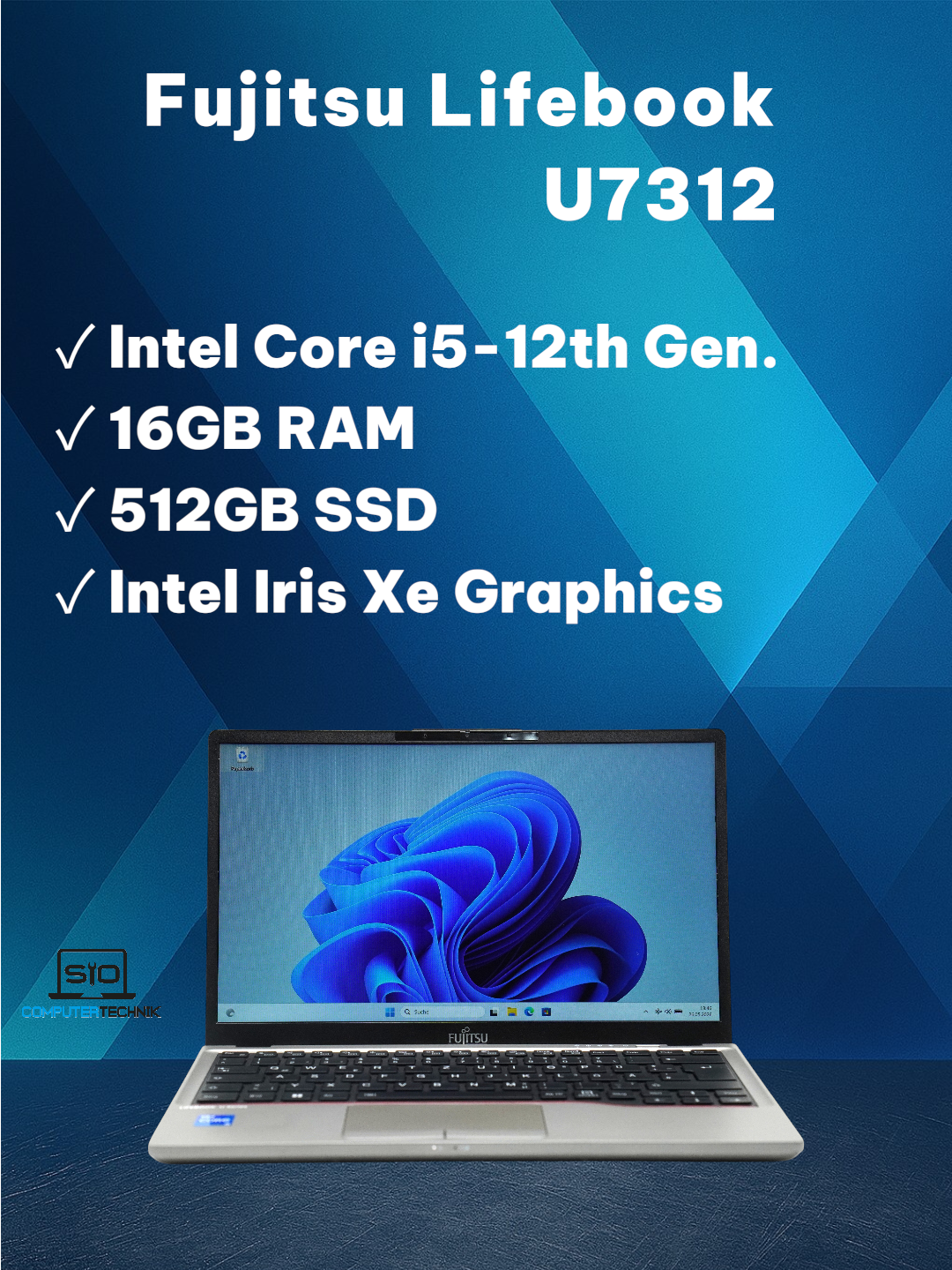 Fujitsu Lifebook U7312 i5-1235U 16GB RAM 512GB SSD FullHD IPS Backlight Win11
