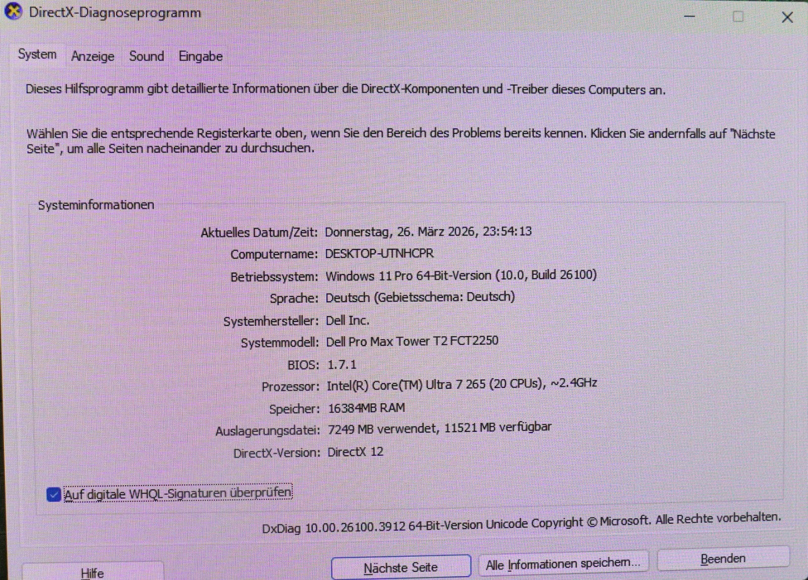 Dell Pro Max Tower T2 Ultra 7 16GB RAM 512GB SSD NVIDIA RTX A400 Ohne OFP Win11