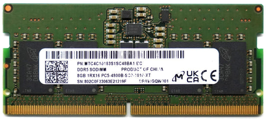 Micron 8GB RAM DDR5 1Rx16 PC5-4800B-SC0-1010-XT SO-DIMM