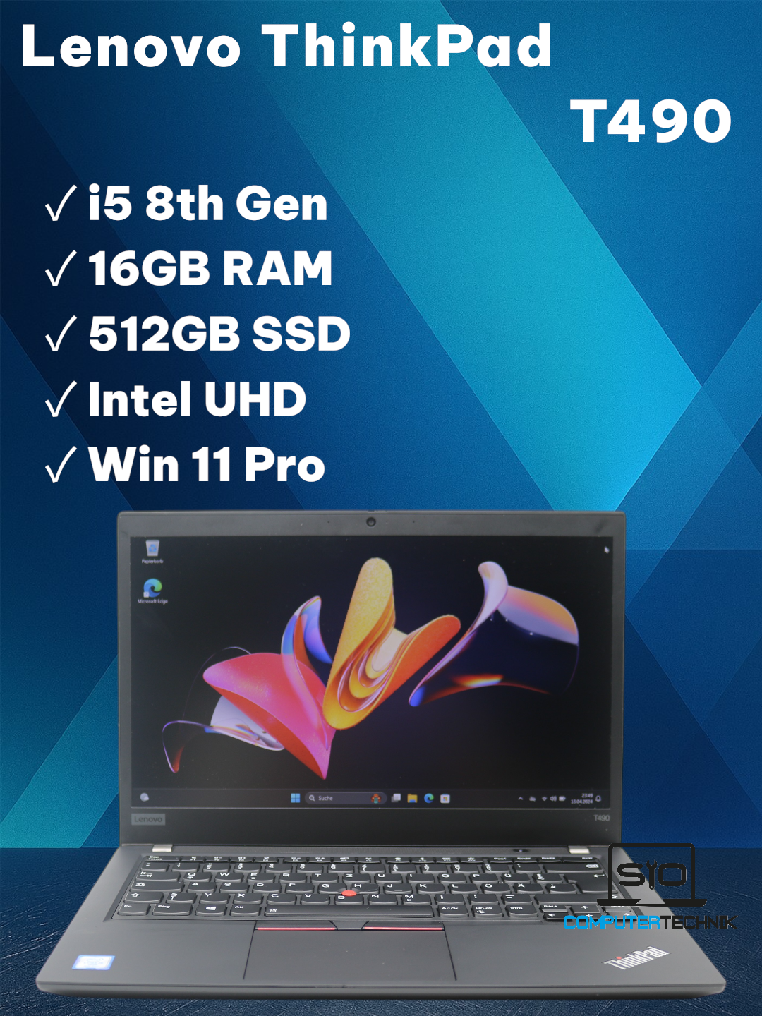 Lenovo ThinkPad T490 i5-8265U | 16GB | 512GB SSD NVMe | 14" FHD IPS | Win 11 Pro